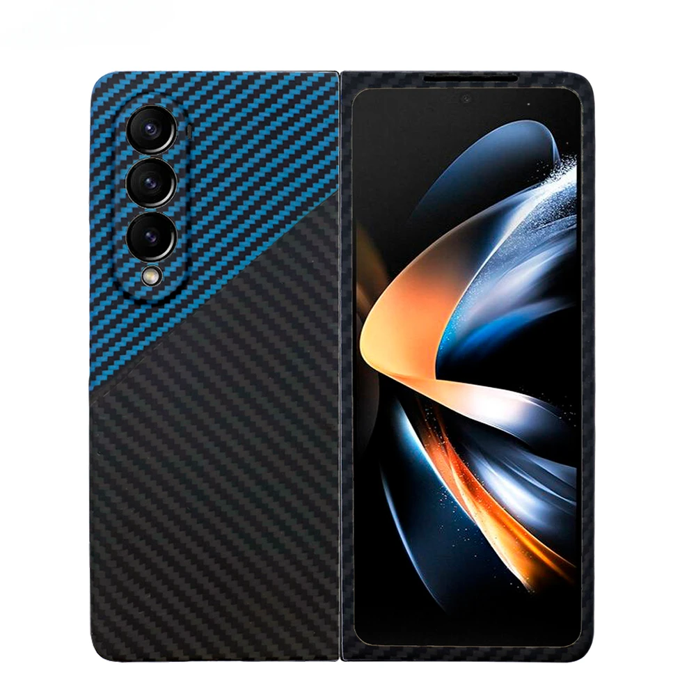 

New Real Aramid Fiber Two-color Carbon For Samsung Galaxy Z Fold 4 Upgraded Version Ultra Thin Z Fold 3 Full CASE Cover