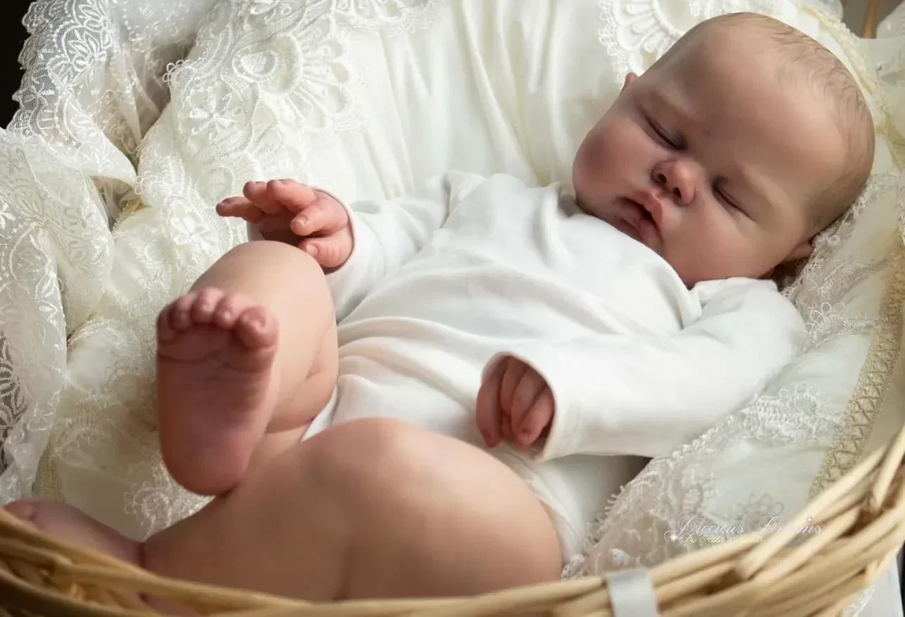 Corps de gril doux endormi pour tout-petit, cheveux peints à la main, bébé garçon au beurre réaliste, veines visibles, 514 le, 24 po