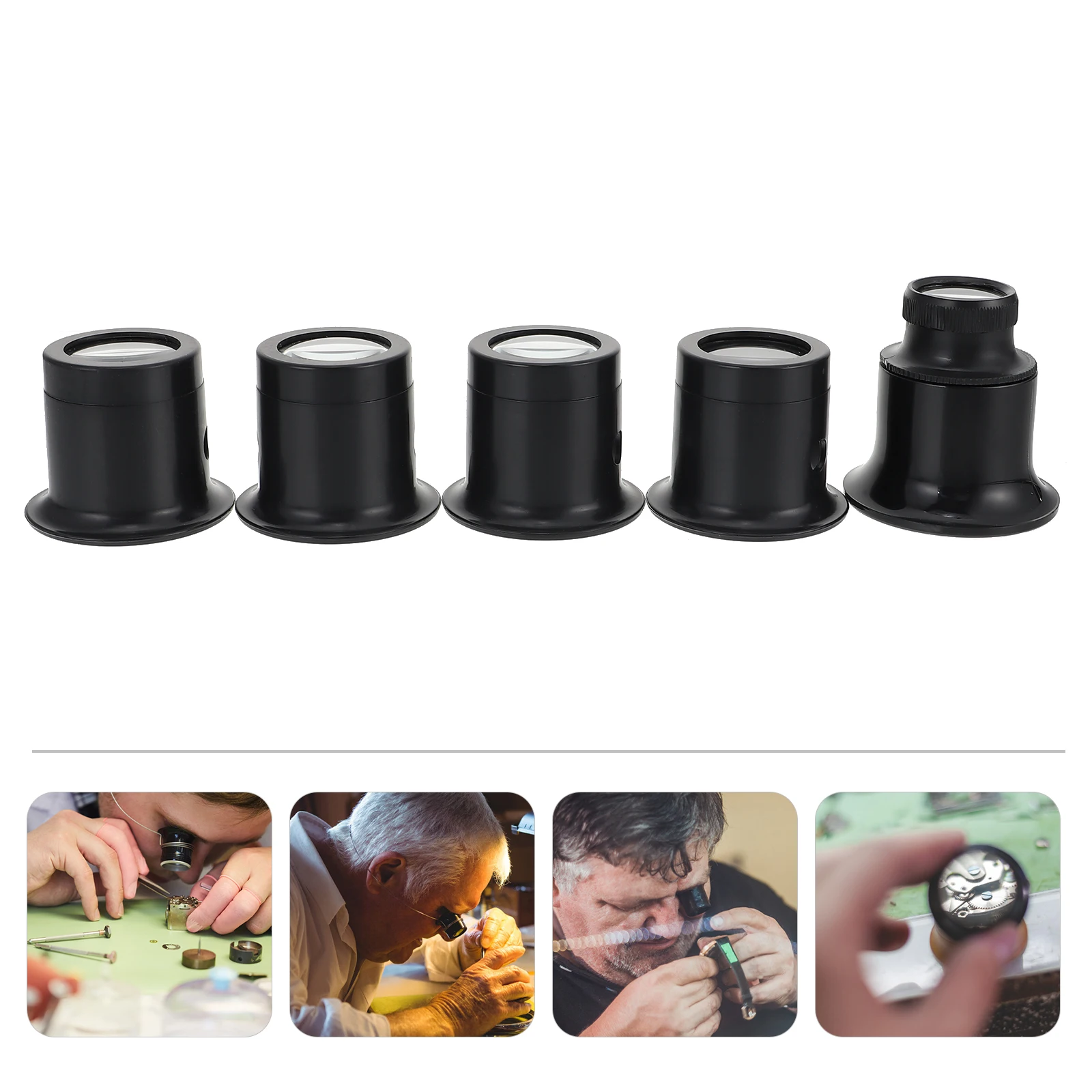 

5 Pcs Eye Clip Glass Set Watch Repair Tools Plastic Glass Portable Pocket Size for Jewelry for Watchmakers