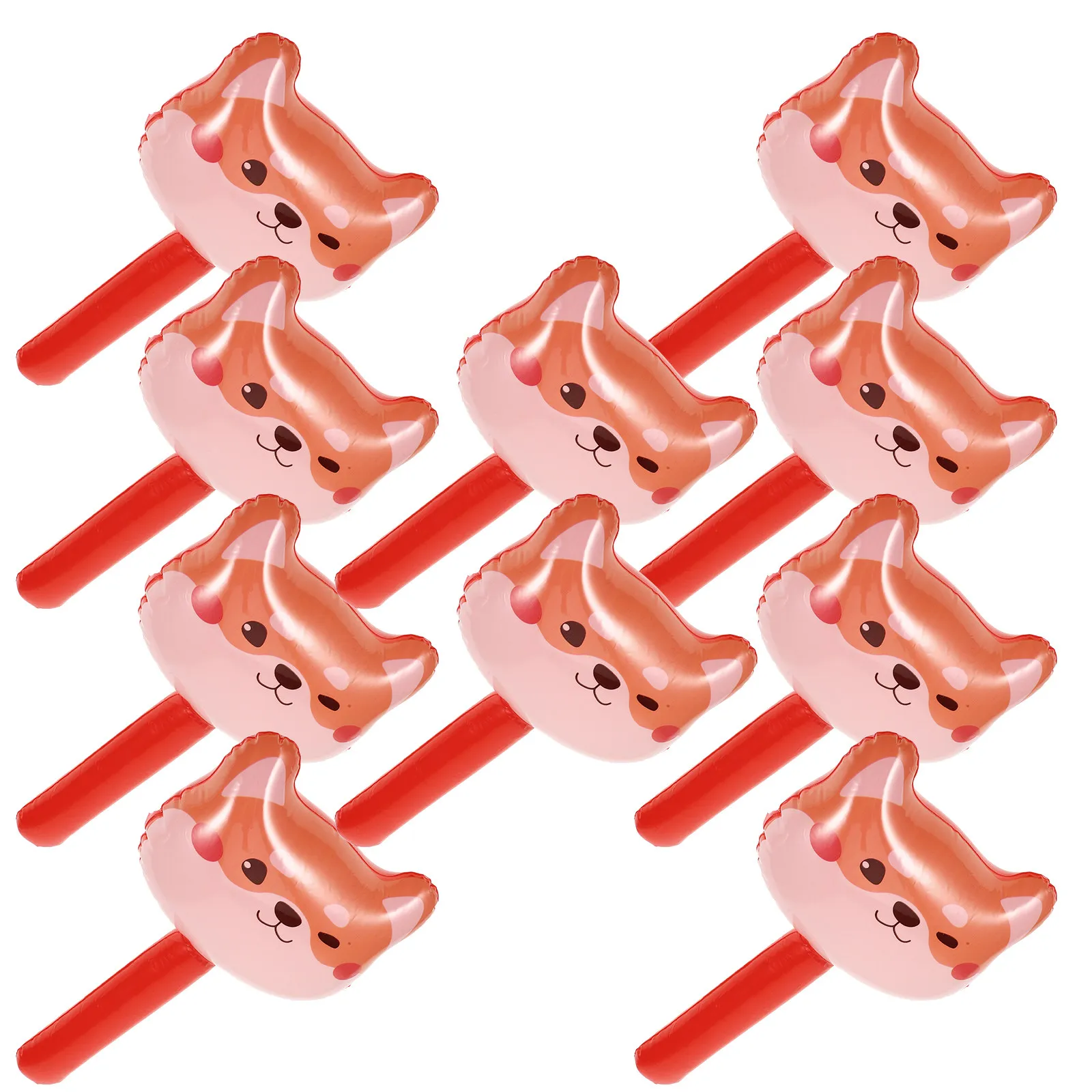 

10Pcs Inflatable Bell Inside Fox Hammer PVC Party Prop Pool Beach Kids Interactive Lightweight Fun Inflatable Hammer