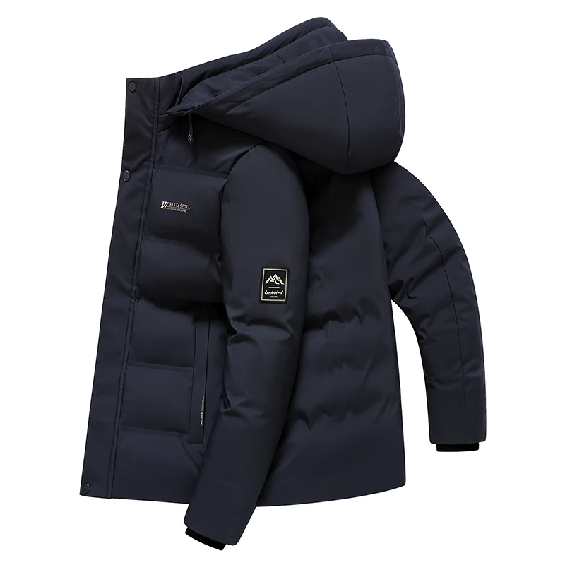 Winter Keep Warm Thickening Solid Coat Outdoors Fashion Removable Hat Jacket New Fashion Casual Comfort Windproof Men Parka