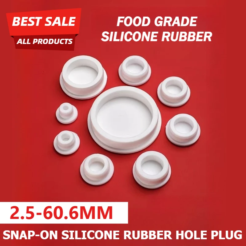 White Snap-on Silicone Rubber Cap 2.5-60.6mm T-Type Hole Plug Sealing Cap Stopper Sealing Plug Sealing Cap