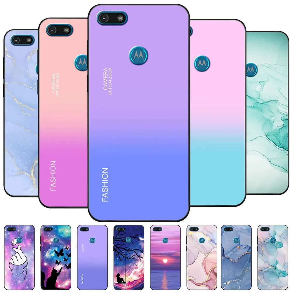 Case For Moto E6 Play Coque MOTO E 6 TPU Soft Silicone Phone Case For Motorola Moto E6 Play Back Cover Cute Funda Bumper Marble