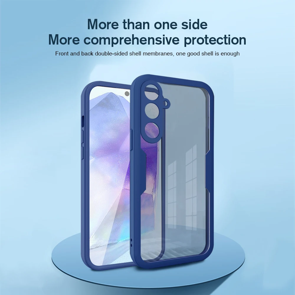 For Samsung Galaxy A55 Case 360° Front TPU Back PC Clear Cover Samsang A 55 55A GalaxyA55 5G Double Side Shockproof Fundas Shell