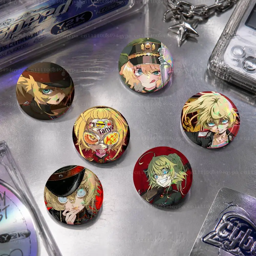 T-Tanya Degurechaff Youjo Senki Pin Laser Badge Decoration Gift Merch Party Supplies Button for Accessories Art DIY Crafts Decor
