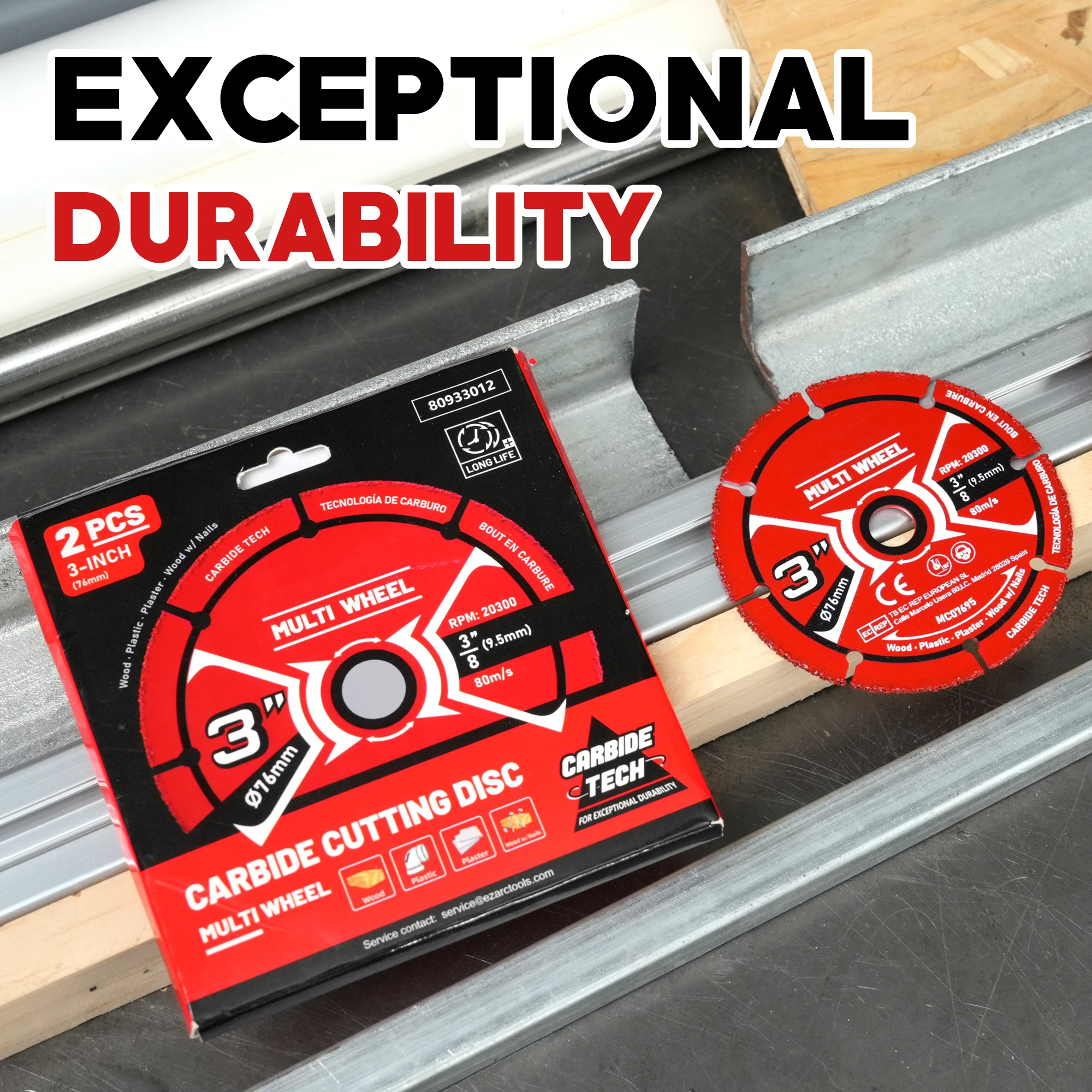 EZARC 3 Inch Carbide Cut Off Wheels 2pcs  Cutting Disc Angle Grinder Cutting Wheel for Wood Wood with Nails Laminate Plastic Cut