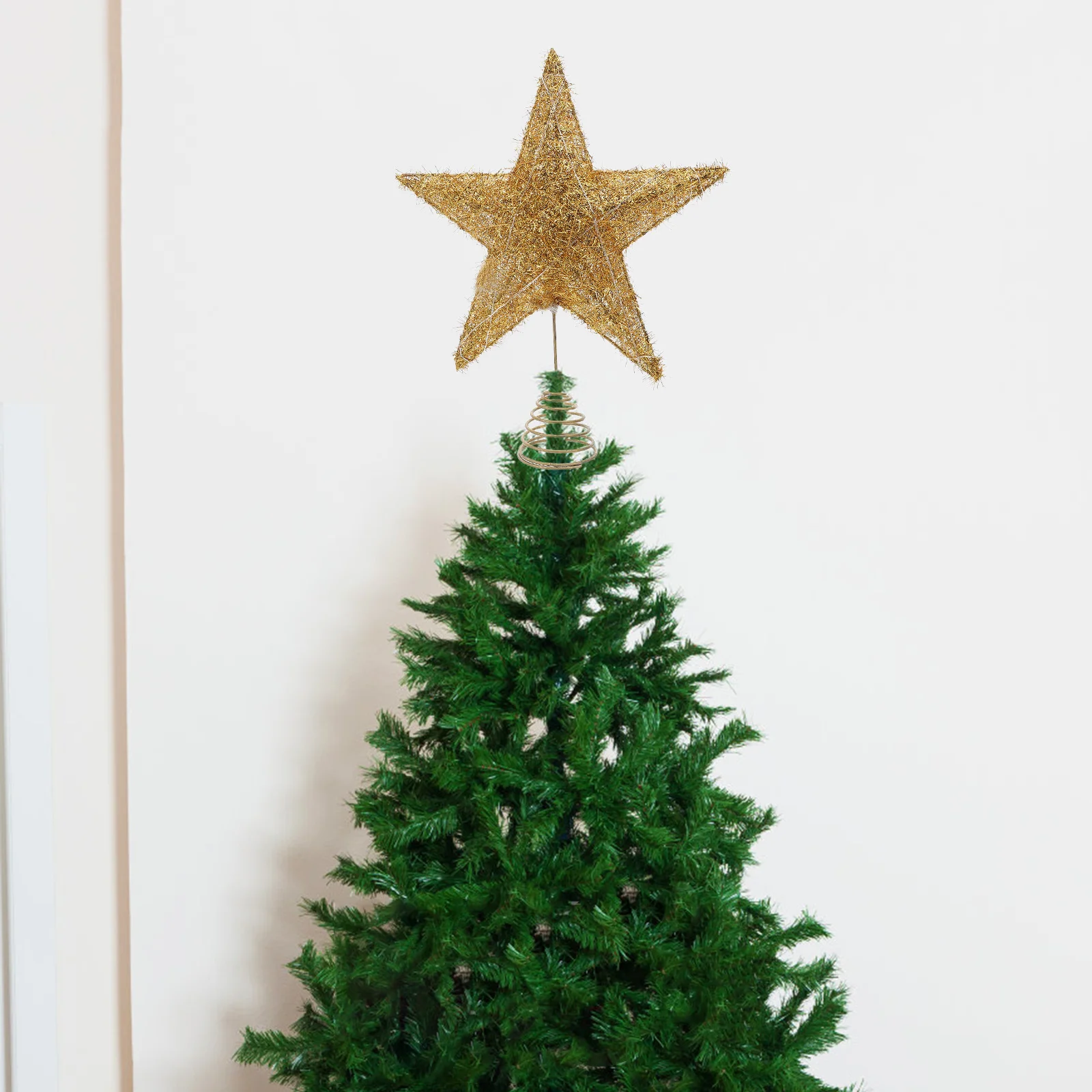

Golden Christmas Tree Star Topper 20 LED Lights Spring Base Holiday Decoration Xmas Party Warm Glow Christmas Tree Star Topper