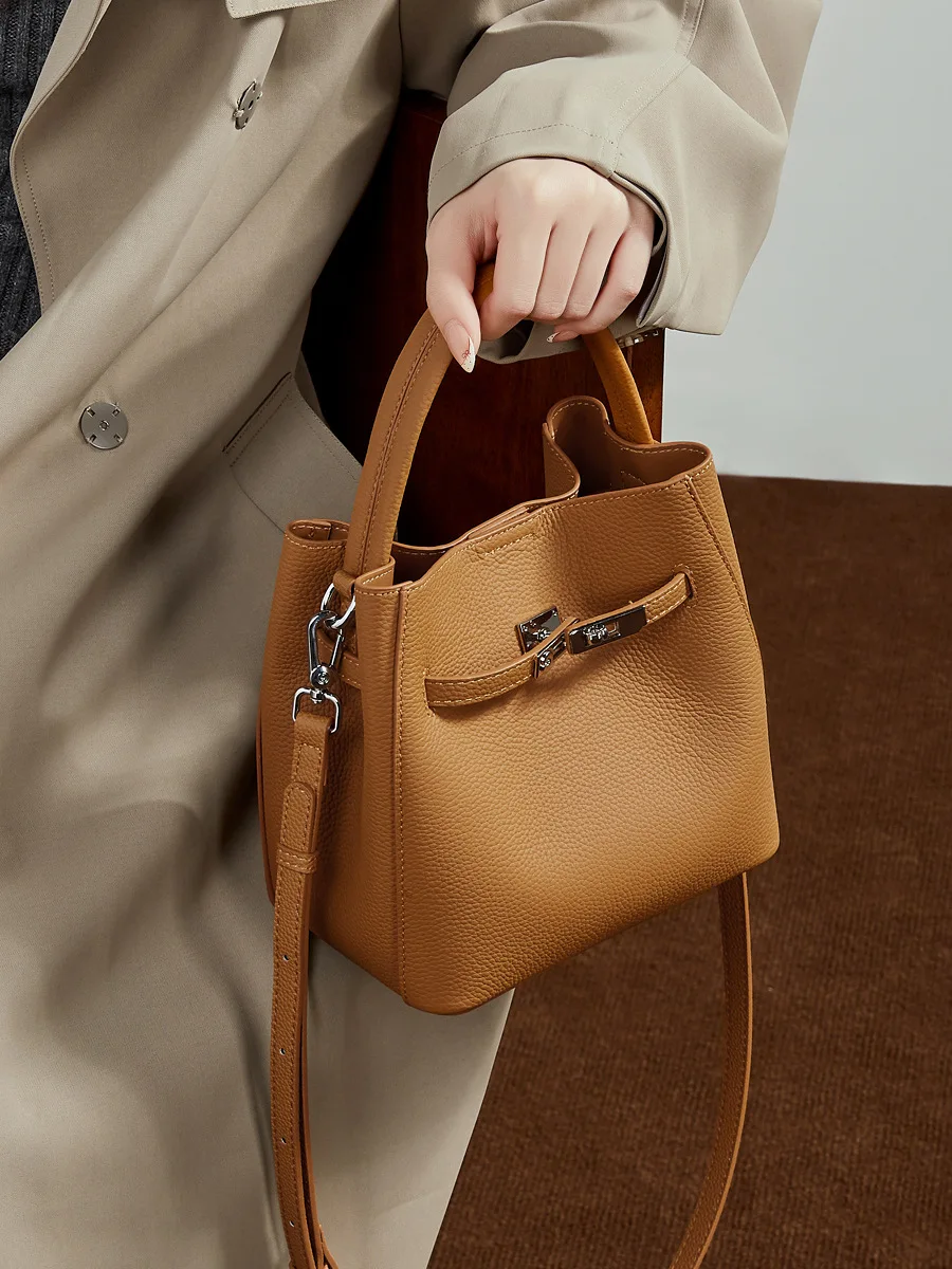 

Винтажная женская кожаная сумка через плечо большой вместимости, минималистичное ведро через плечо, модный аксессуар, новое поступление