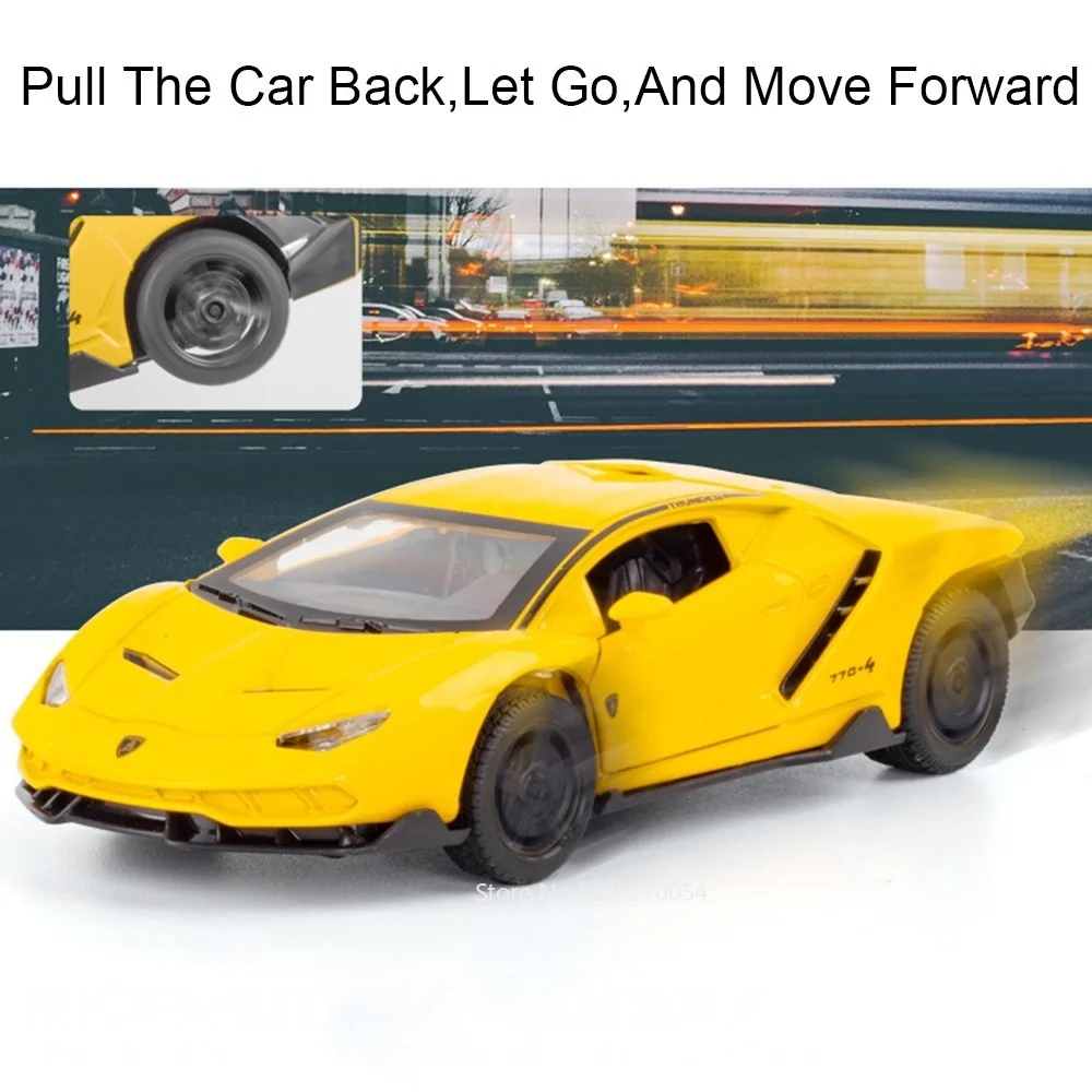 1:32 Lambor SVJ63 LP770 Miniaturmodell Legierung Diecast Auto Spielzeug Sound Licht Zurückziehen Türen Geöffnet Fahrzeug Mode Ornament für Jungen – Detail 14