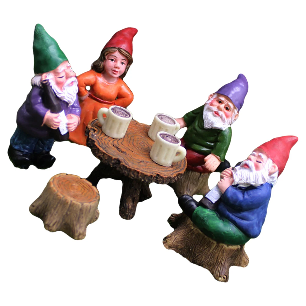 

6pcs Garden Gnomes Resin Figurines for Flower Funny Garden Gnomes Pots Decor Micro Landscape Christmas Craft Durable Statue