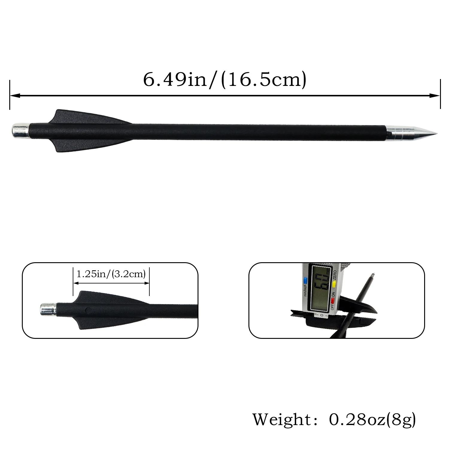 Model 168 Carbon Slingshot Bolts with Pointed Tip & Broad Vanes, 10/20/30-Piece Choices for Outdoor Target Training