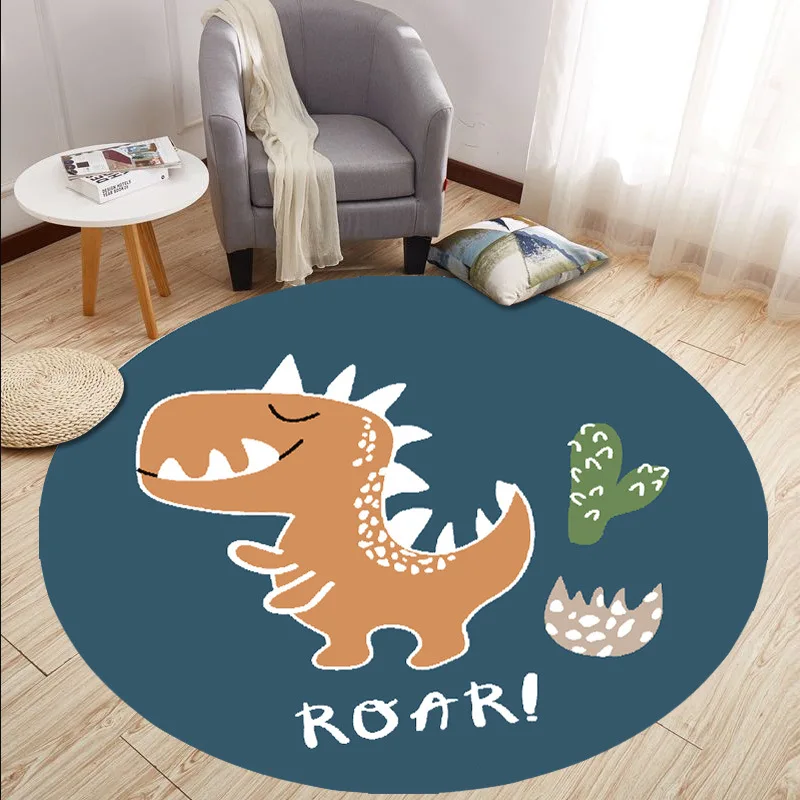 Cartoon Lion Print Round Carpets For Home Living Room Floor Lounge Non-slip Area Rug Kid Bedroom Decor Child Play Game Floor Mat