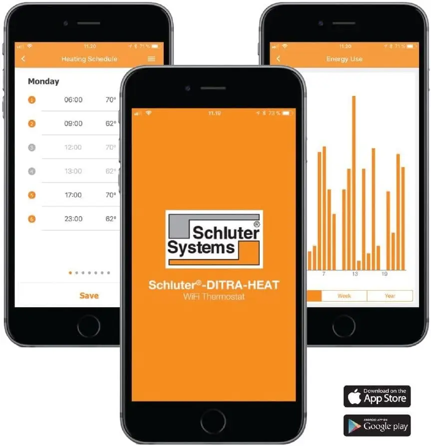 Ditra-Heat-E-WiFi thermostaat met vloersensor - Ideaal voor vloerverwarming thuis - Programmeerbaar touchscreen, energiebewaking, app