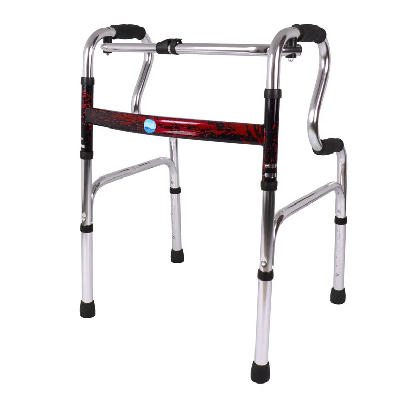 

Walker Flat Tube Double Bend Thickened Aluminum Alloy Anti Slip R Type Thermoplastic Rubber Height Adjustable Solid Wheel Walker