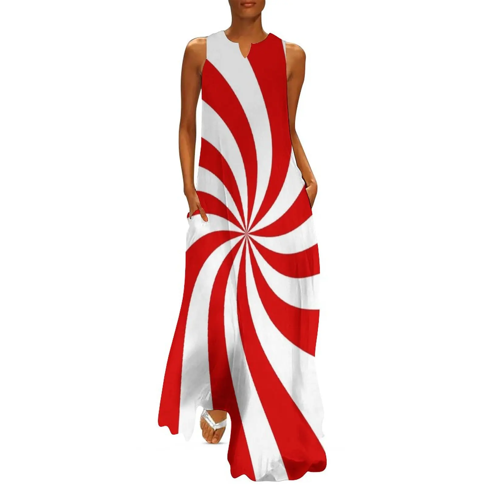 

candy cane swirl patterned Long Dress Woman clothing dresses women summer 2025 dress Women's dress