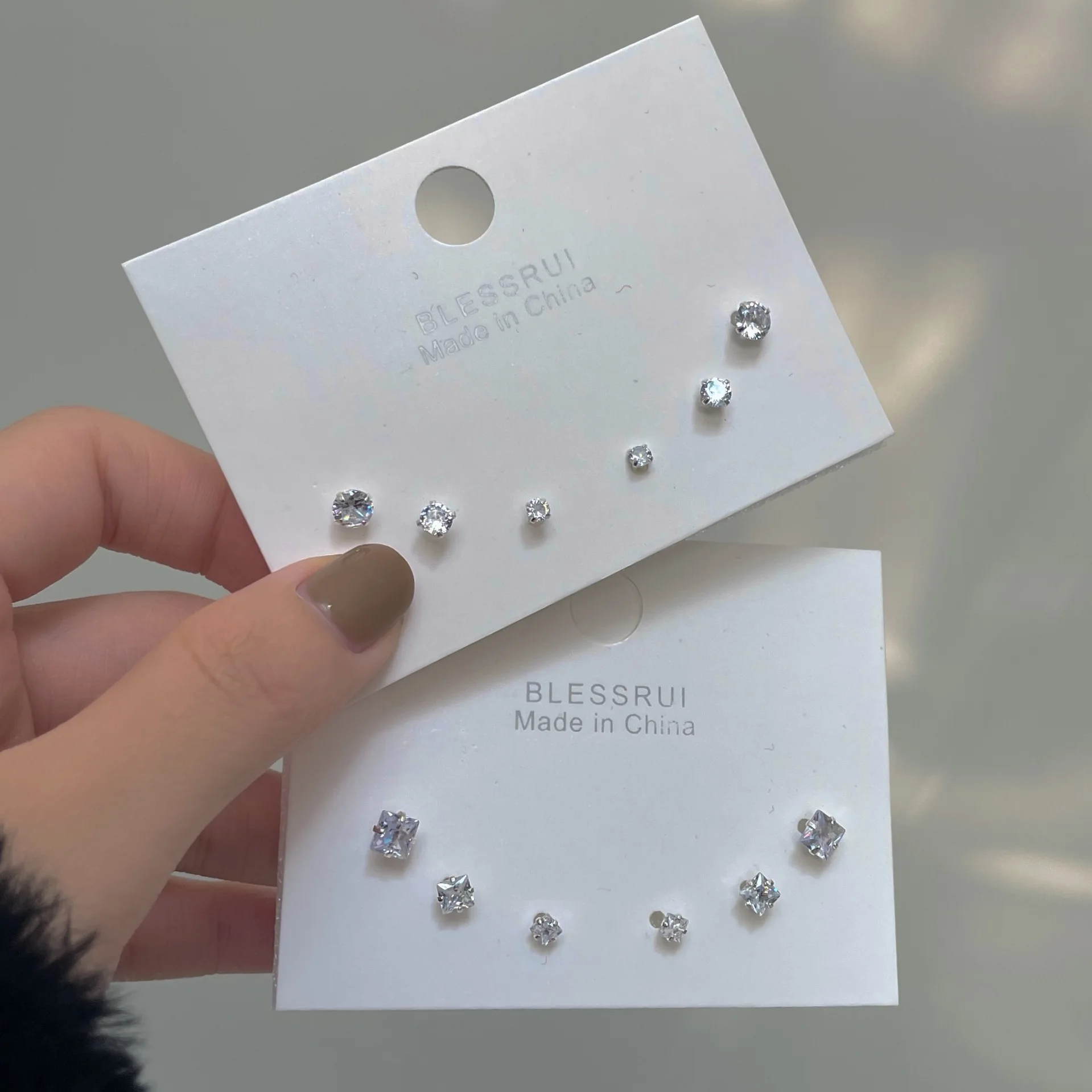 Stud Earrings Sparkling Zirconia Round Mini Hypoallergenic Studs with Stainless Steel Post Silver Tone Lightweight Everyday