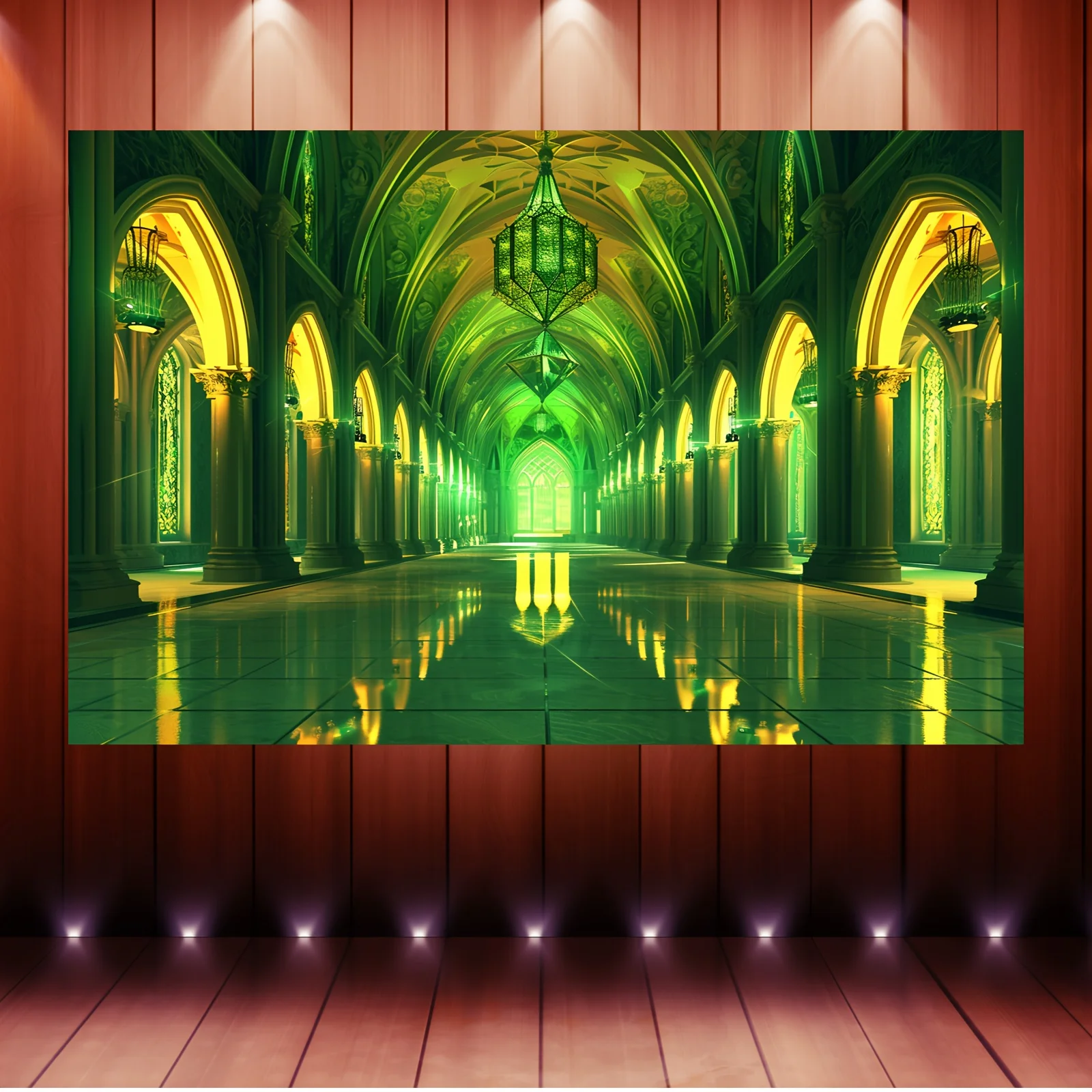 Grünes Schloss Polyester Fotografie Hintergrund, Wunderland Vintage Zauberer Hintergrund, Retro Film Party Dekorationen