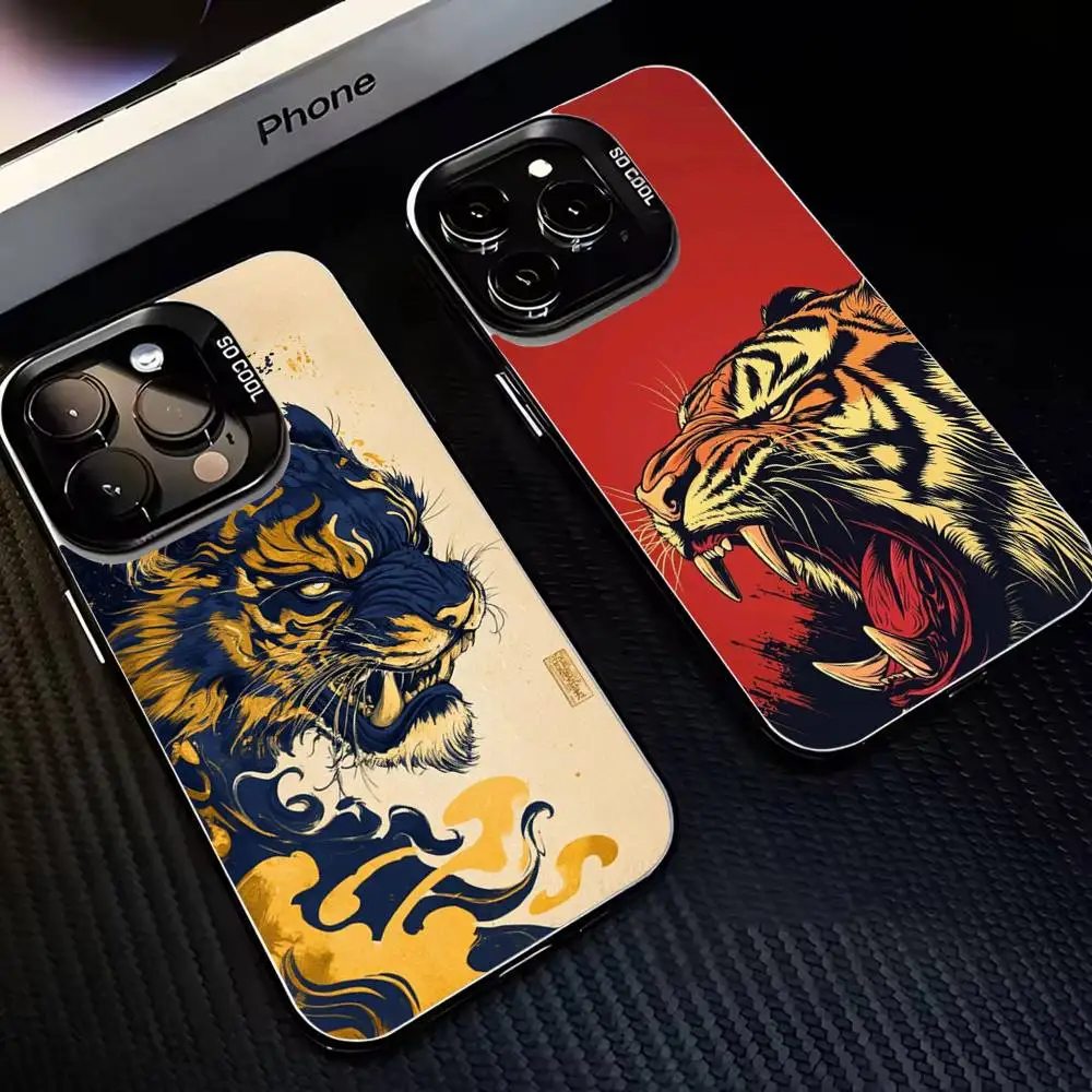 

Japanese Tiger Phone Case For iPhone 16,15,14,13,12,11,Mini,Pro,MAX Black Matte Shockproof Cover