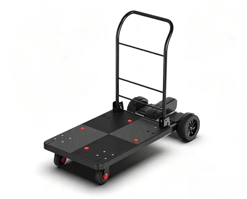 Small Motion Sensing Electric Flat Trolley, Portable Transport Cart for Grocery Shopping Express Delivery Warehouse Handling