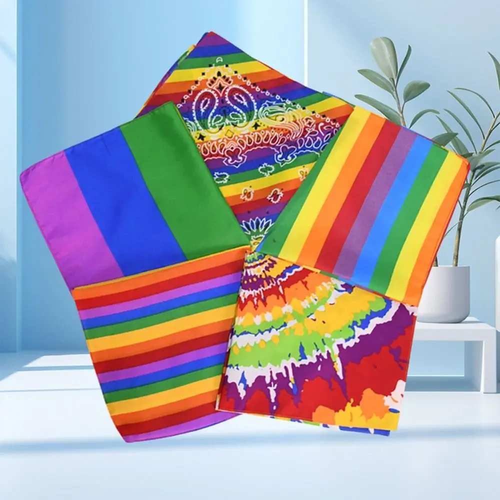 Trendy Pride Festival Pocket Square Scarf Rainbow Colorful Headband Bandana Gay