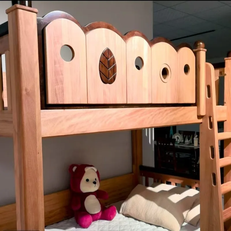 Solid wood with the same width bunk bed Children's upper and lower high and lower beds Two-layer mother-child beds Household sim