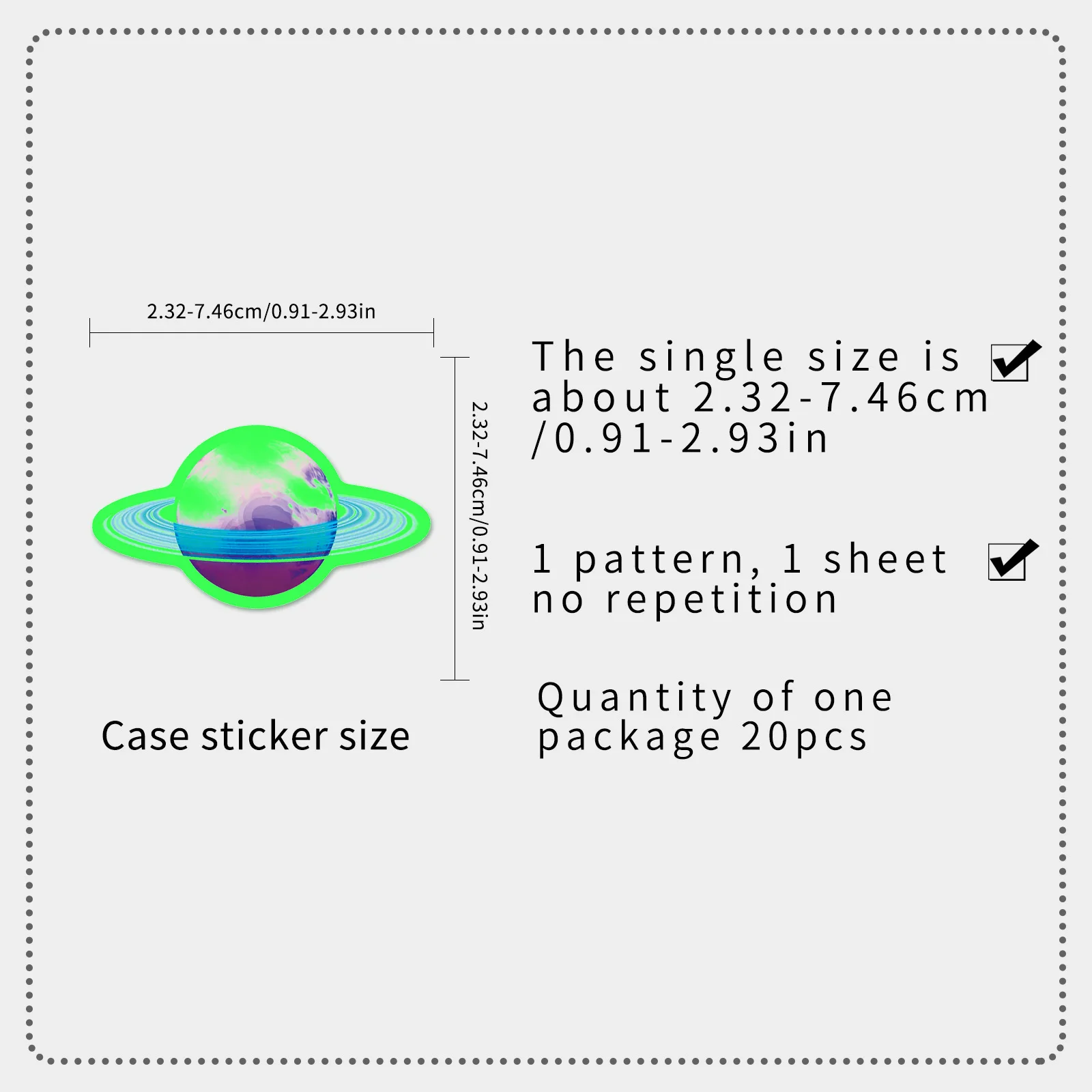 20/40PCS Cartoon Night Light Planet Luminous Stickers, Planet Space DIY Waterproof Decoration Stationery Stickers