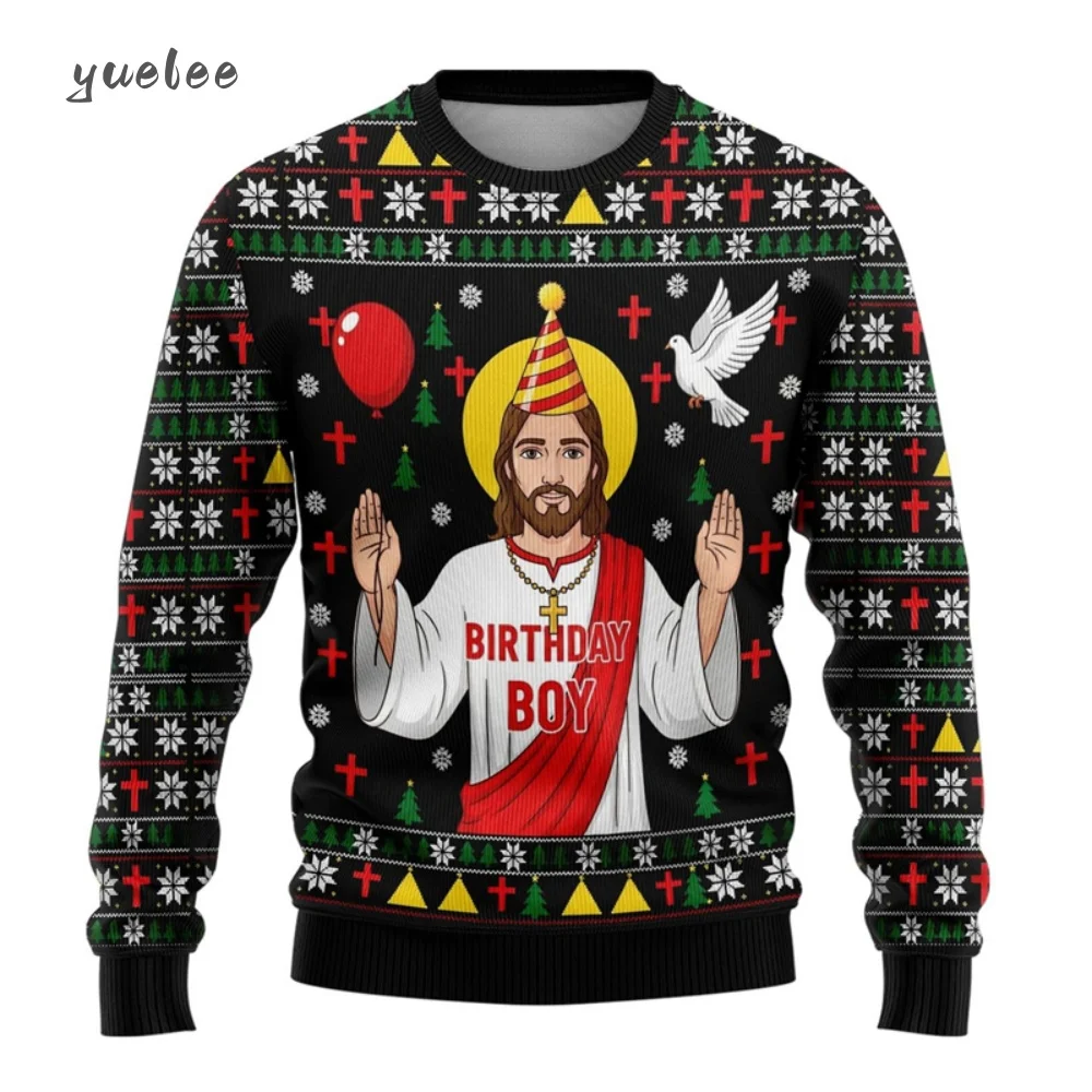 Fashion Jesus Pattern Christma Santa Jersey Hombre Christmas Sweatshirt Autumn Winter Holiday 3D Printing Ugly Men's Sweatshirt