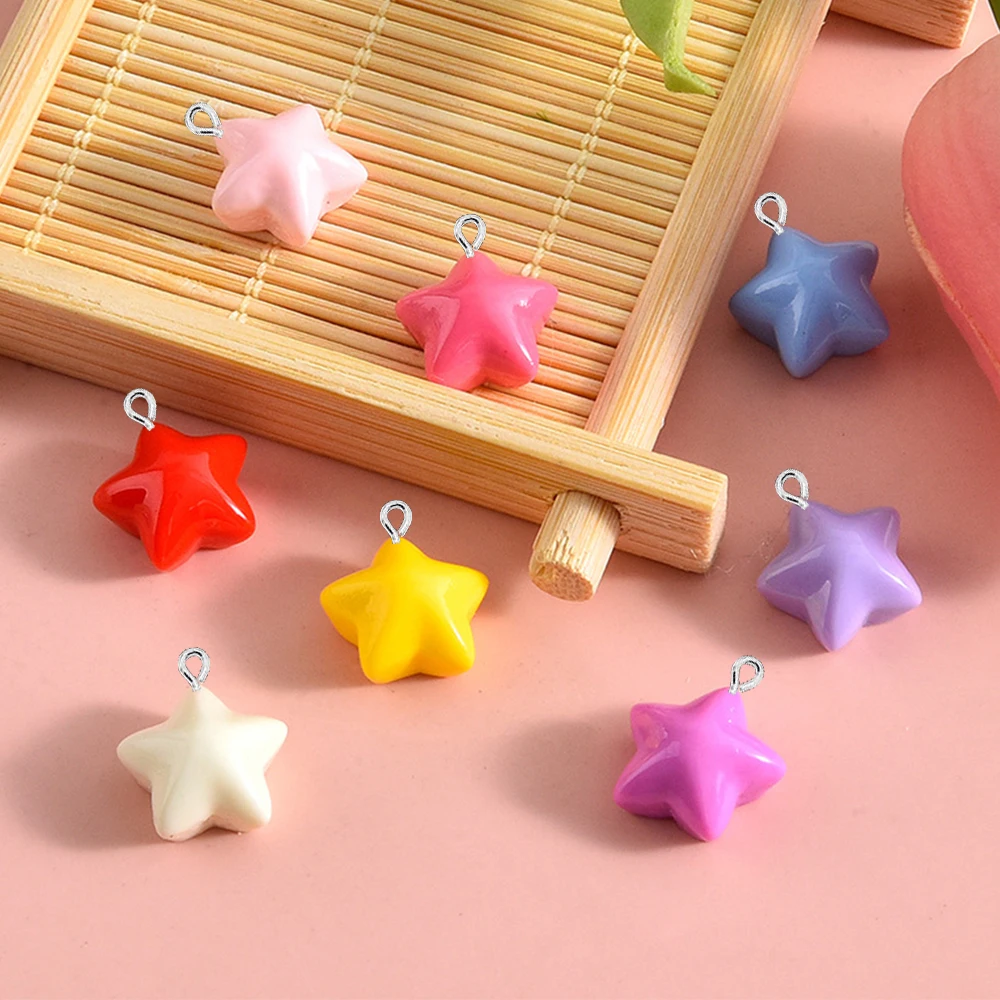 20PCS Shiny 13x13mm Star Series Flat Back Charms For Earrings Bracelet Hairpin DIY Jewelry Pendants Decoration Accessories