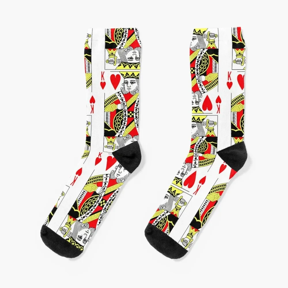 

King of Hearts Classic Card Deck Casino Poker K Hearts Socks winter gifts football Socks Men Women's