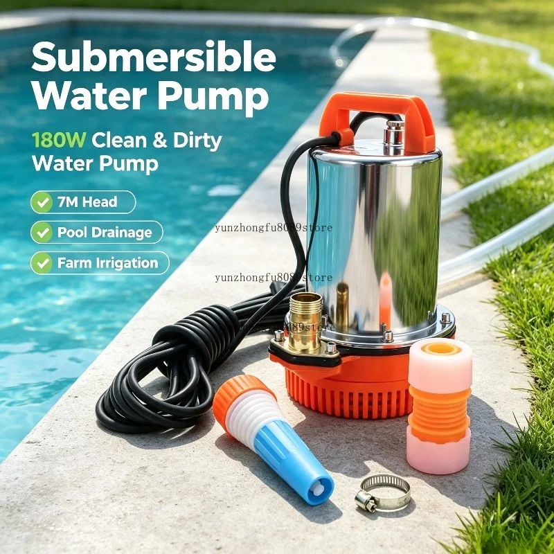 Submersible Clean Dirty Water Pump 180W 1.5HP Swimming Pool Deep Well Pump  Agricultural Irrigation 7M