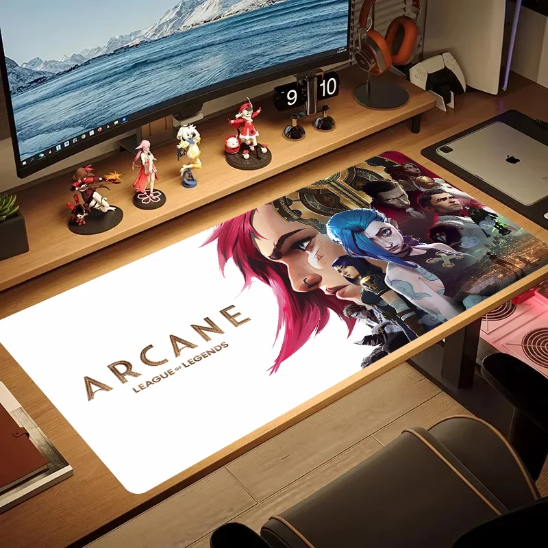 لوحة الماوس Gamer Arcane Desk Mat ملحقات الألعاب جهاز كمبيوتر شخصي لوحة المفاتيح الجدول منصات ALeague of Legends Jinx المطاط لوحة ماوس كبيرة