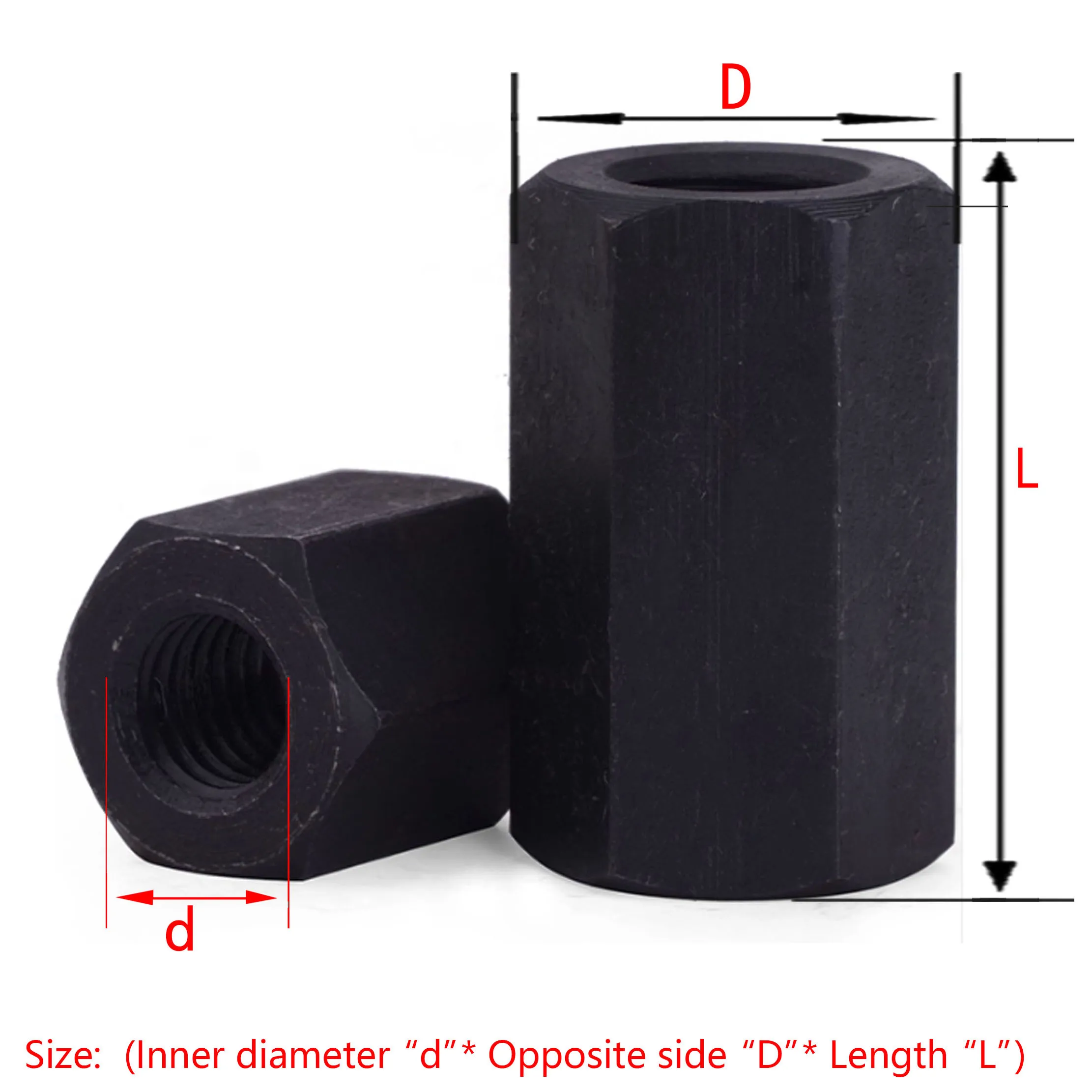 M8 M10 M12 M14 M16 M18 M20-M48 Carbon Steel Hexagon Hex Extend Long Lengthened Rod Connector Joint Sleeve Tubular Coupling Nut