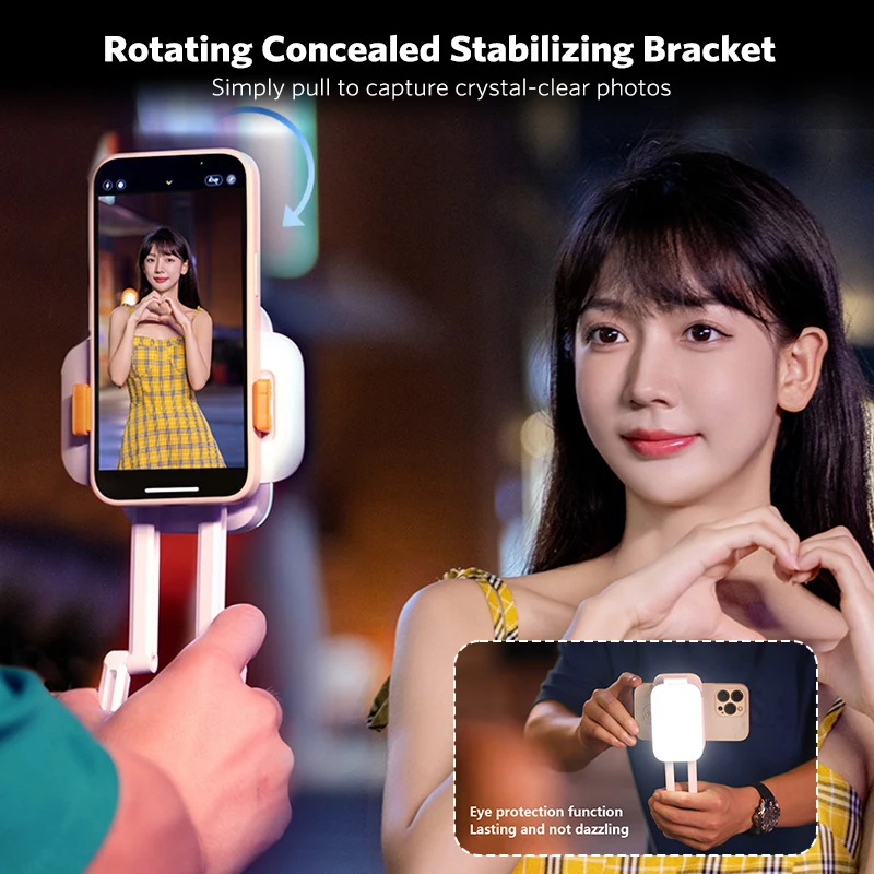 

Mobile Phone Live Holder 360° Smartphone Retractable Wireless Live Broadcast Stand Dimmable Selfie Stick LED Fill Light Video