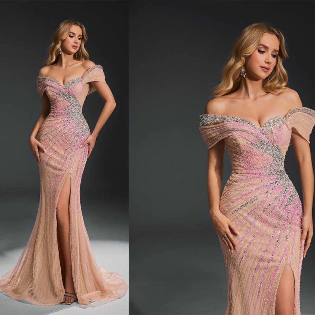 

Luxury Evening Gowns for Women Off Shoulder Sleeveless Wedding Party Formal Prom Dress Robes De Soirée Customized
