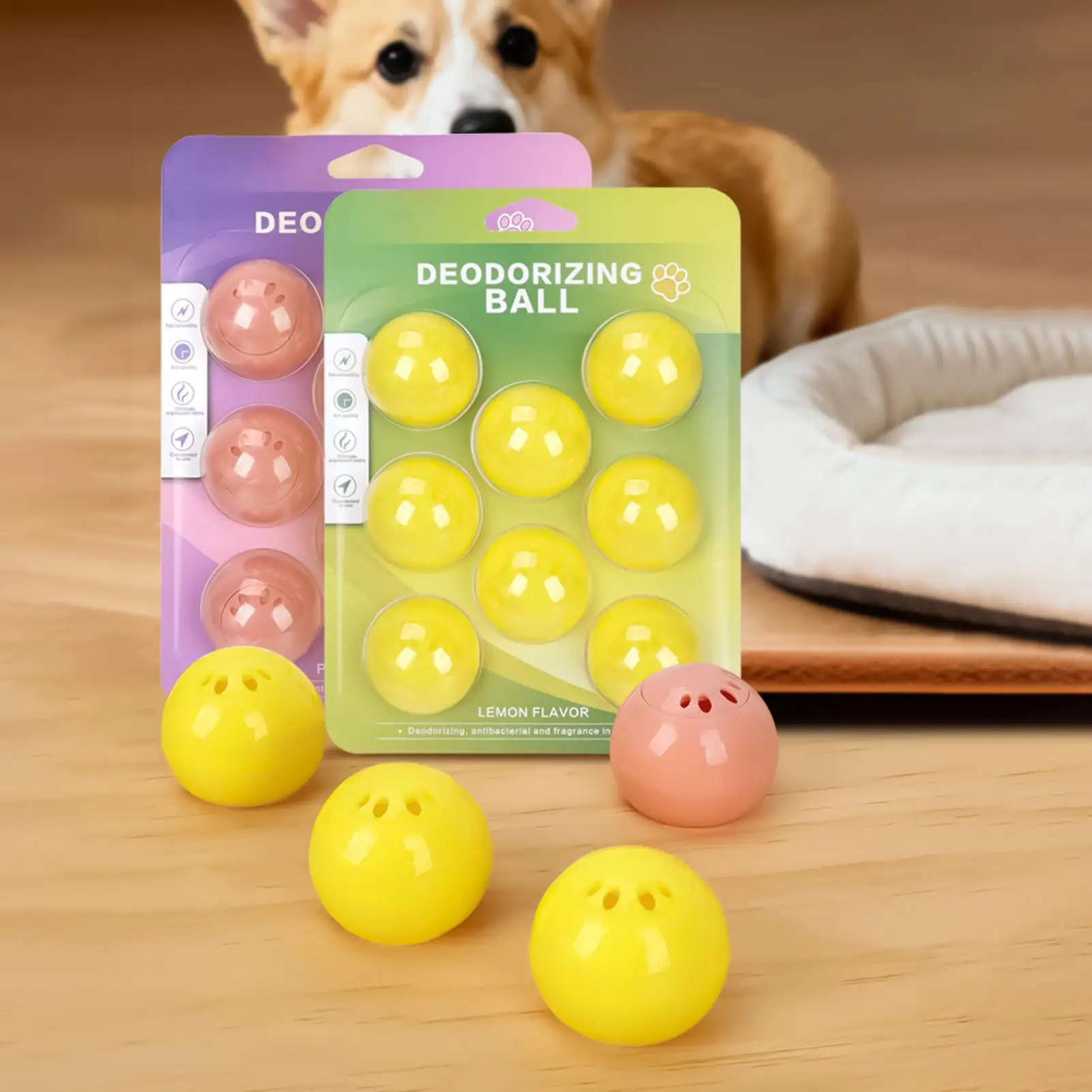 Pet Odor Control Balls 8-Piece Natural Long-Lasting Adhesive Pet Smell Control Balls Odor Absorber For Nest Mat Cage Litter Box