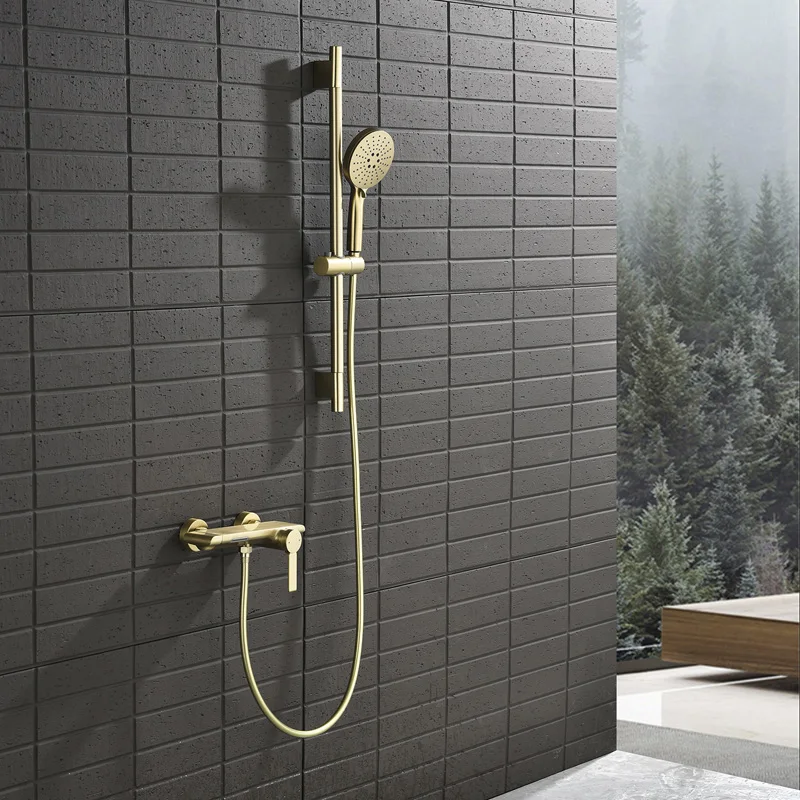 CDBM Sanitary Fixture 73095Solid Brass Bathroom Shower Set with Sliding Bar, Hot & Cold Water Shower System HST-6257