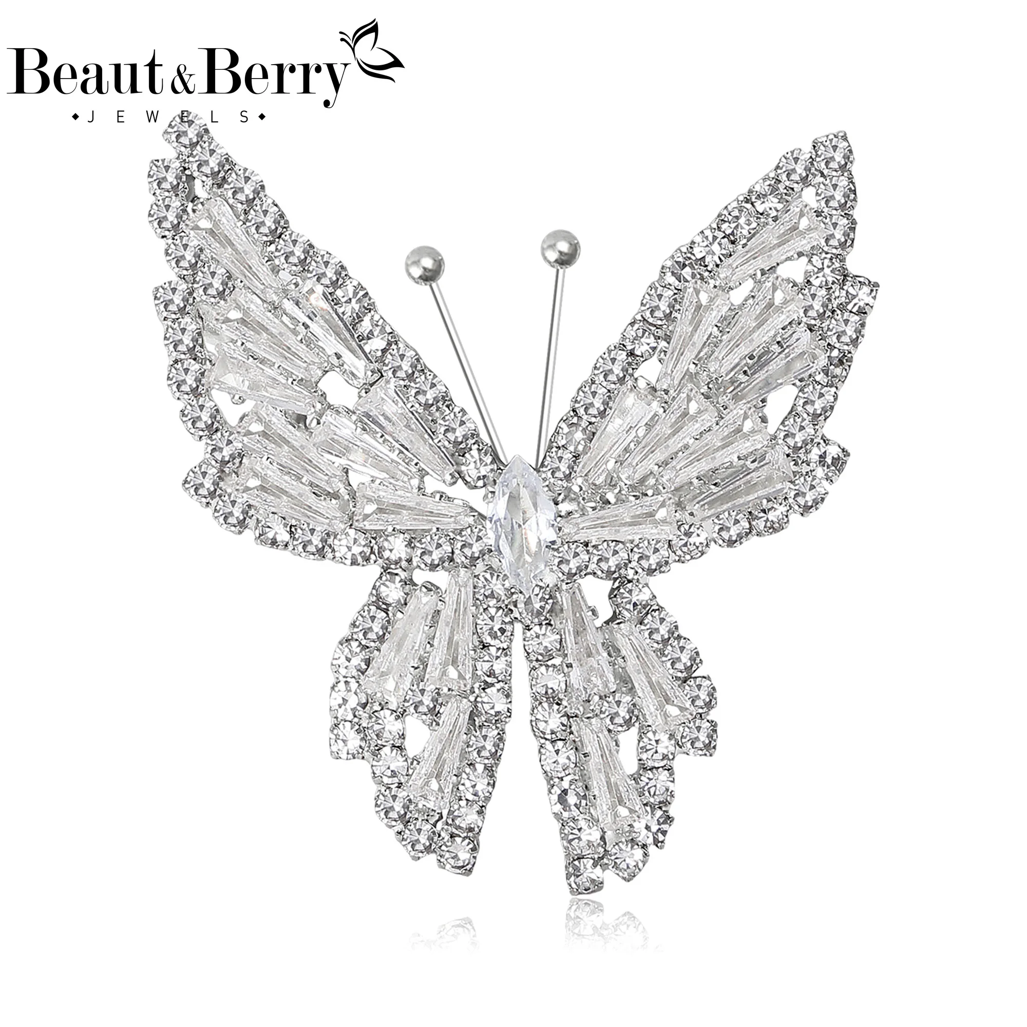 

Beaut&Berry Luxury Rhinestone Butterfly Brooches for Women Unisex Insect Pins Casual Party Jewelry Accessories Gifts Decoration