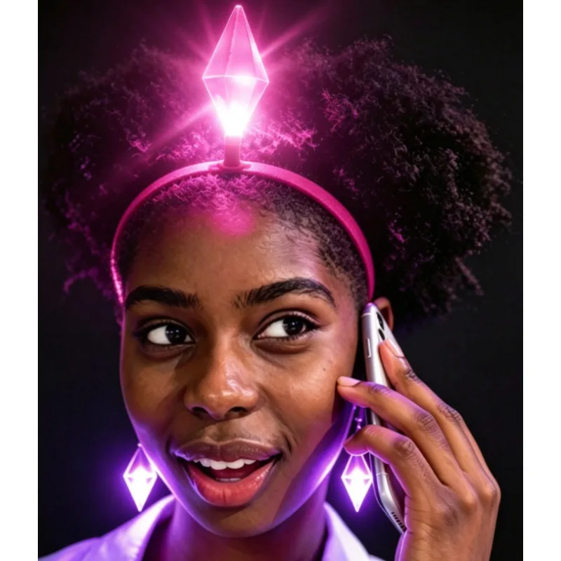 Light Up Diamond Headband with LED Earrings 3pcs Set Glowing Crystal Headpiece for Women Party Rave Halloween Cosplay  Accessory