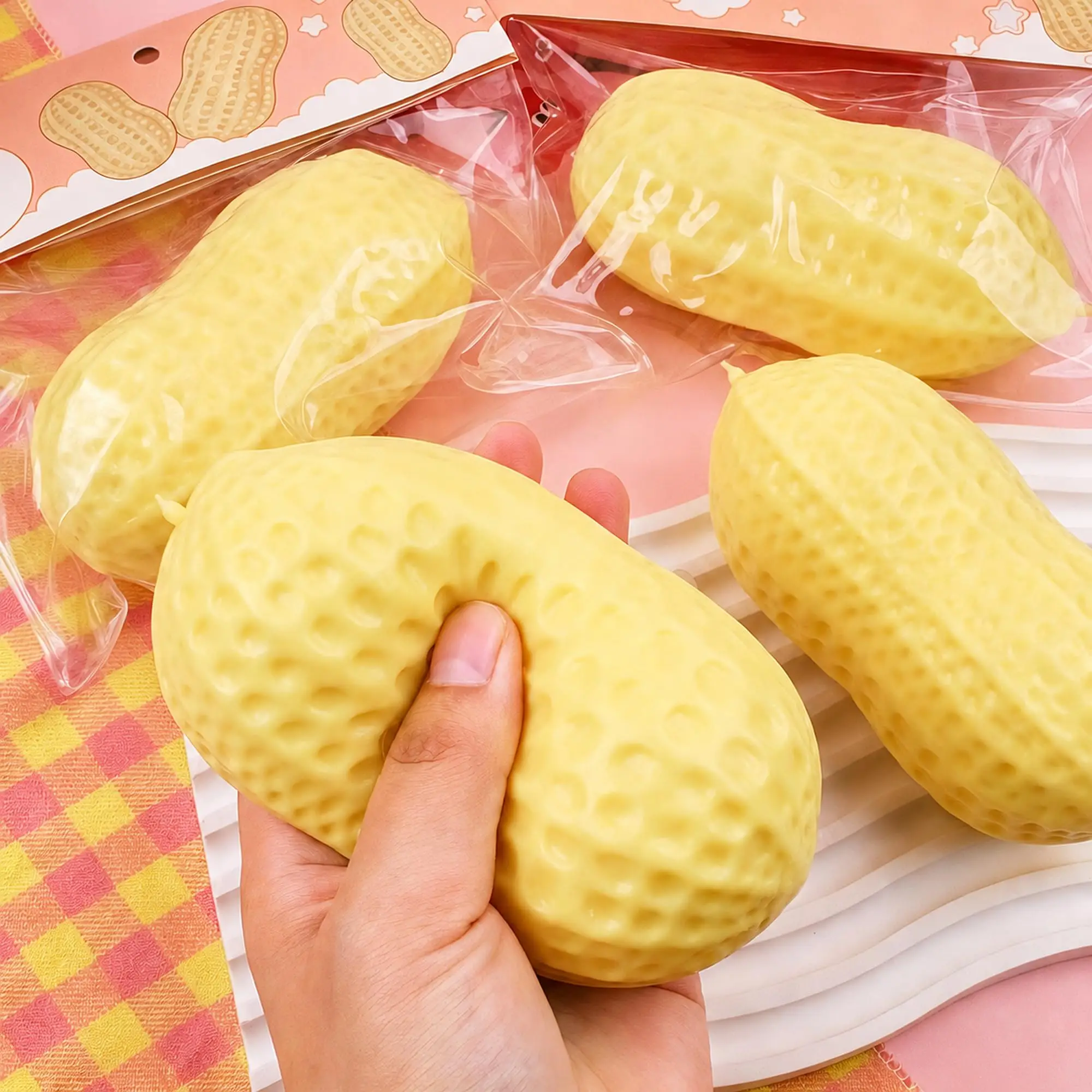 Erdnussförmige Squishy-Spielzeuge, Stressabbau-Tool, weiche Textur, Squishies, Fidget-Mode, Anti-Stress-Geschenk, Geburtstagsgeschenke für Erwachsene – Detail 1