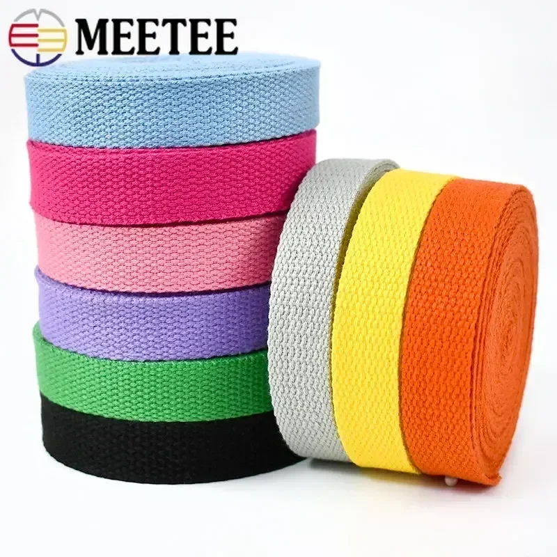 5Meters 20-50mm Cotton Webbings 1.5mm Thick High Tenacity Backpack Strap Webbing Label Ribbon Clothes Sewing Tape Bias Binding