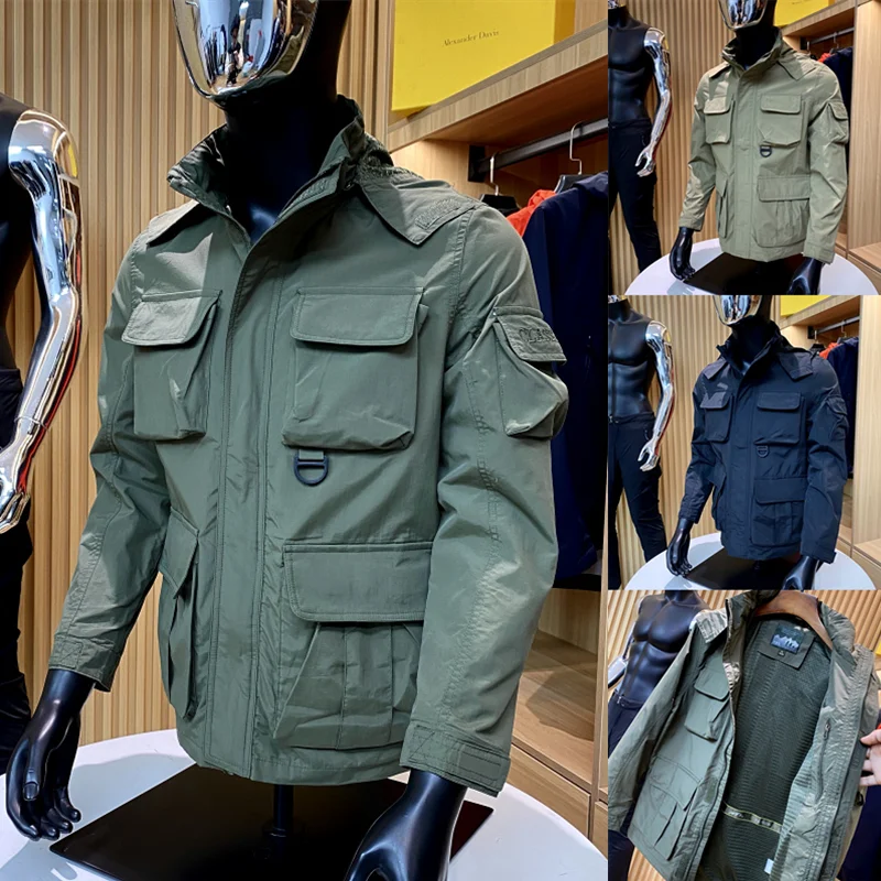 

Youth Outdoor Camouflage Jaet Spring Autumn Lightweight Waterproof Multi-ket Casual Sle Faionable Outerwear