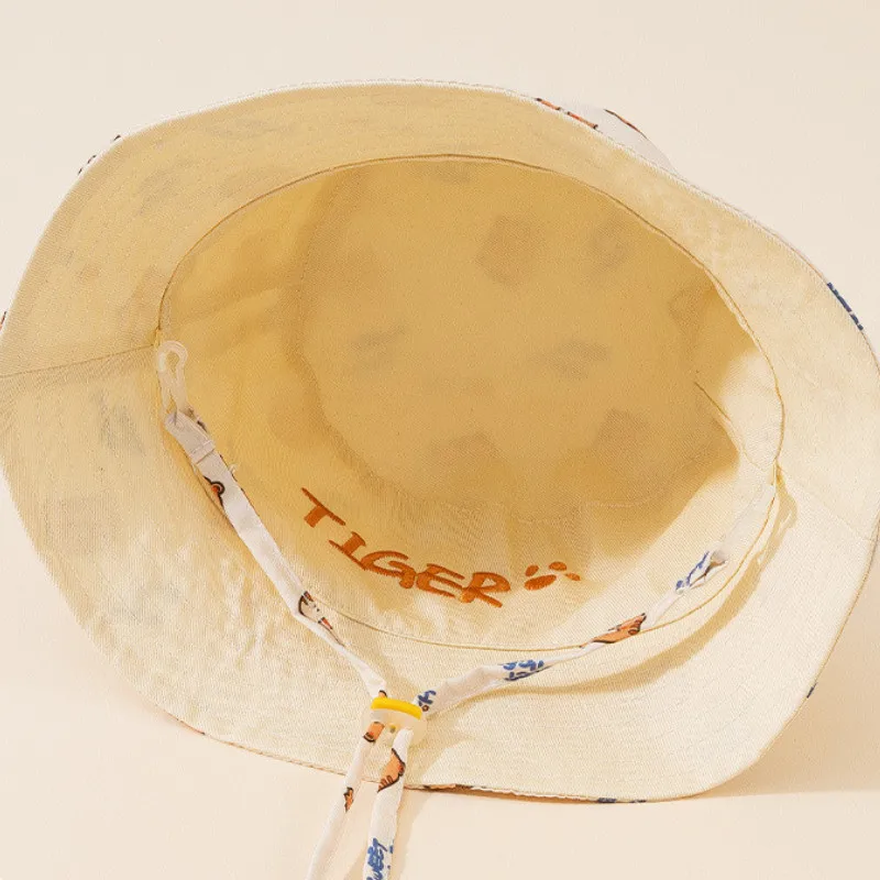 Letter Embroidered Baby Bucket Hat Double Sided Print Toddler Baby Boys Girls Fisherman Caps Cute Print Kids Sun Hat view 4
