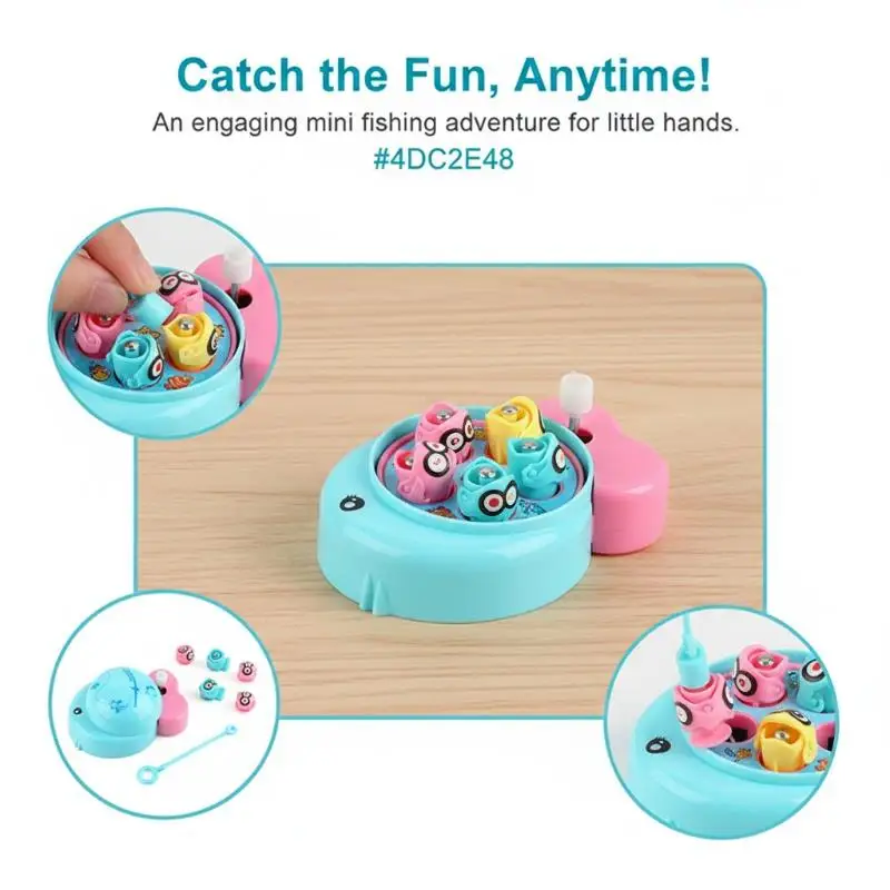 Mini Magnetic Rotating Fishing Toy Gashapon Function Improves Hand-Eye Coordination for Kids Family Play Gifts