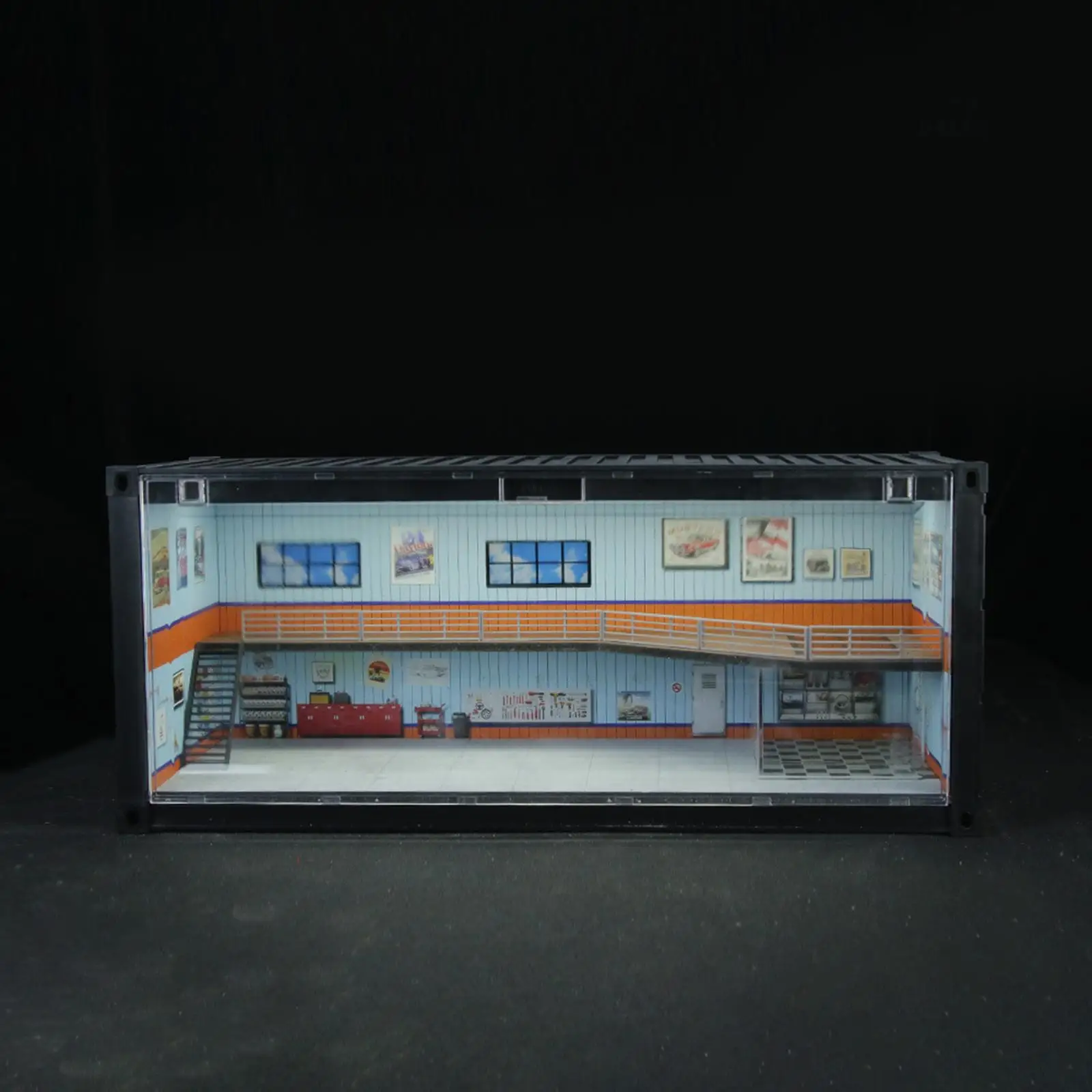 

Repair Shop Display Case 1:64 Scale Scene Scene Display Model 38.7x16.5x16cm Collectibles Ideal Gift Organizer Show Case