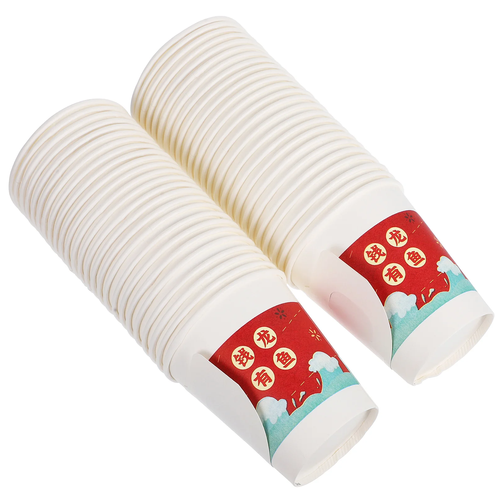 

50pcs Paper Cups With Handles Thickened Heat-Resistant Disposable Coffee Cups For Parties Celebrations Festive Design Kitchen