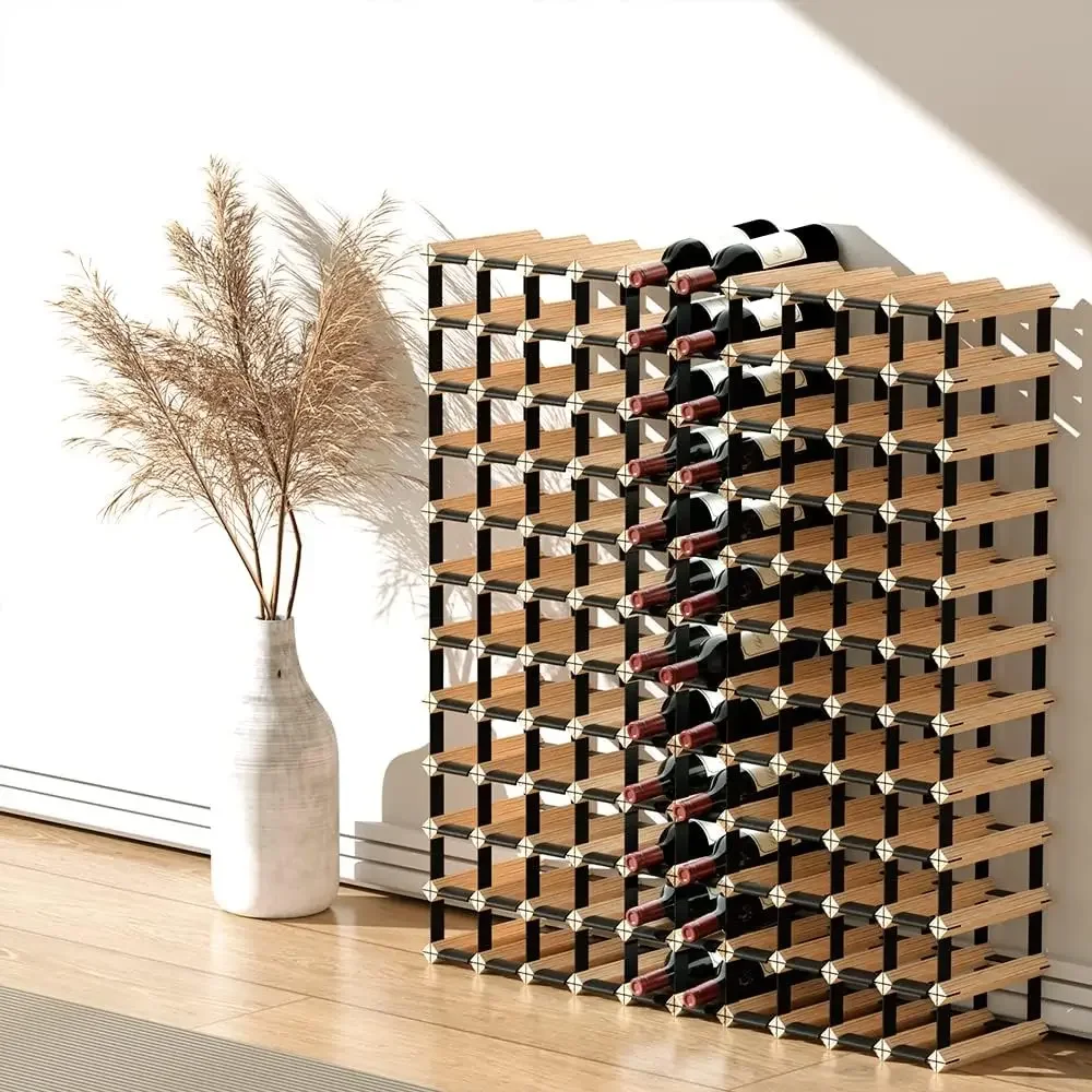 for Kitchen Cellar Bar, Stacka Bottle Wine Rack, Wooden Timber Wines Bottles Storage Racks Holder Freestanding Display Organiser