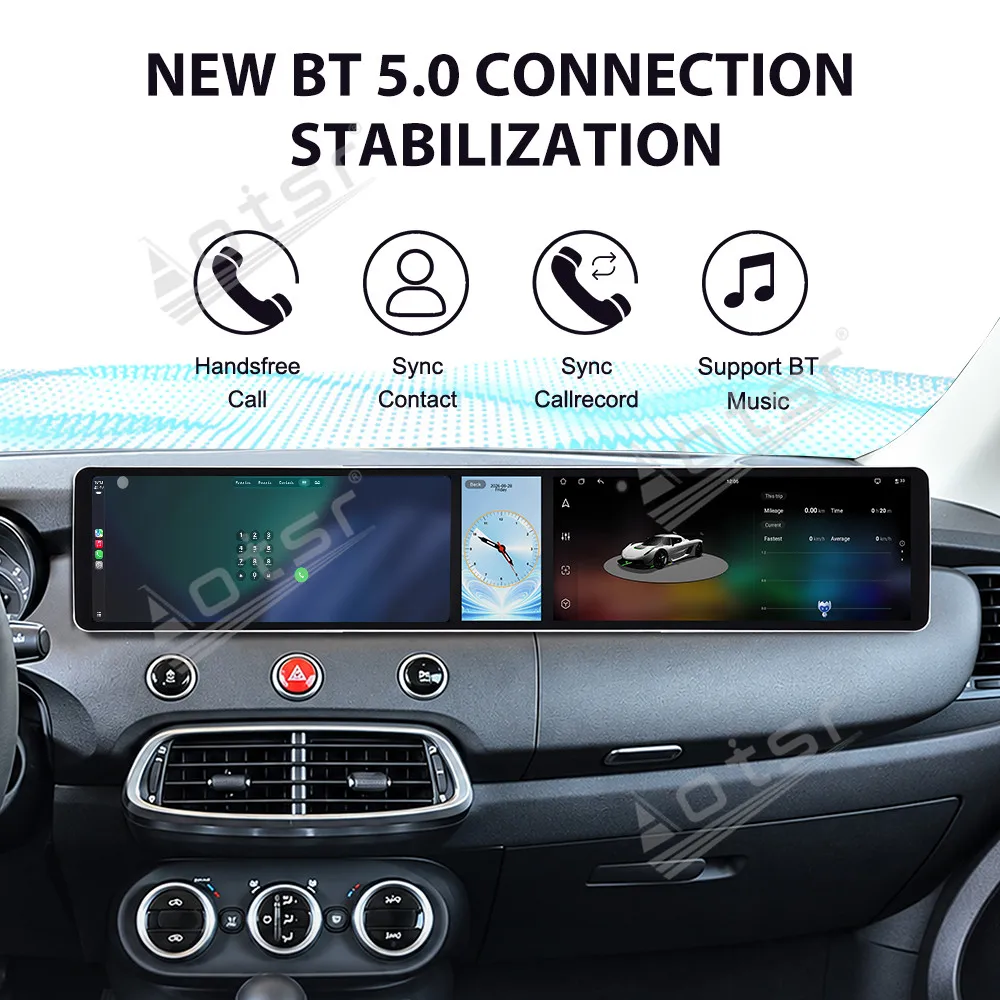 Radio Tape Recorder 12.3 Inch Combined Scree For Fiat 500X 2014-2019 Android 15 Car GPS Navigation Car Multimedia Player Carplay