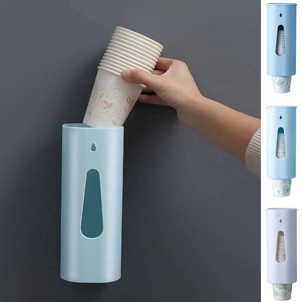 

Plastic Disposable Cup Paper Container Punch-Free Pull Type Cup Storage Rack Anti-Dust Wall Mounted Cup Dispenser