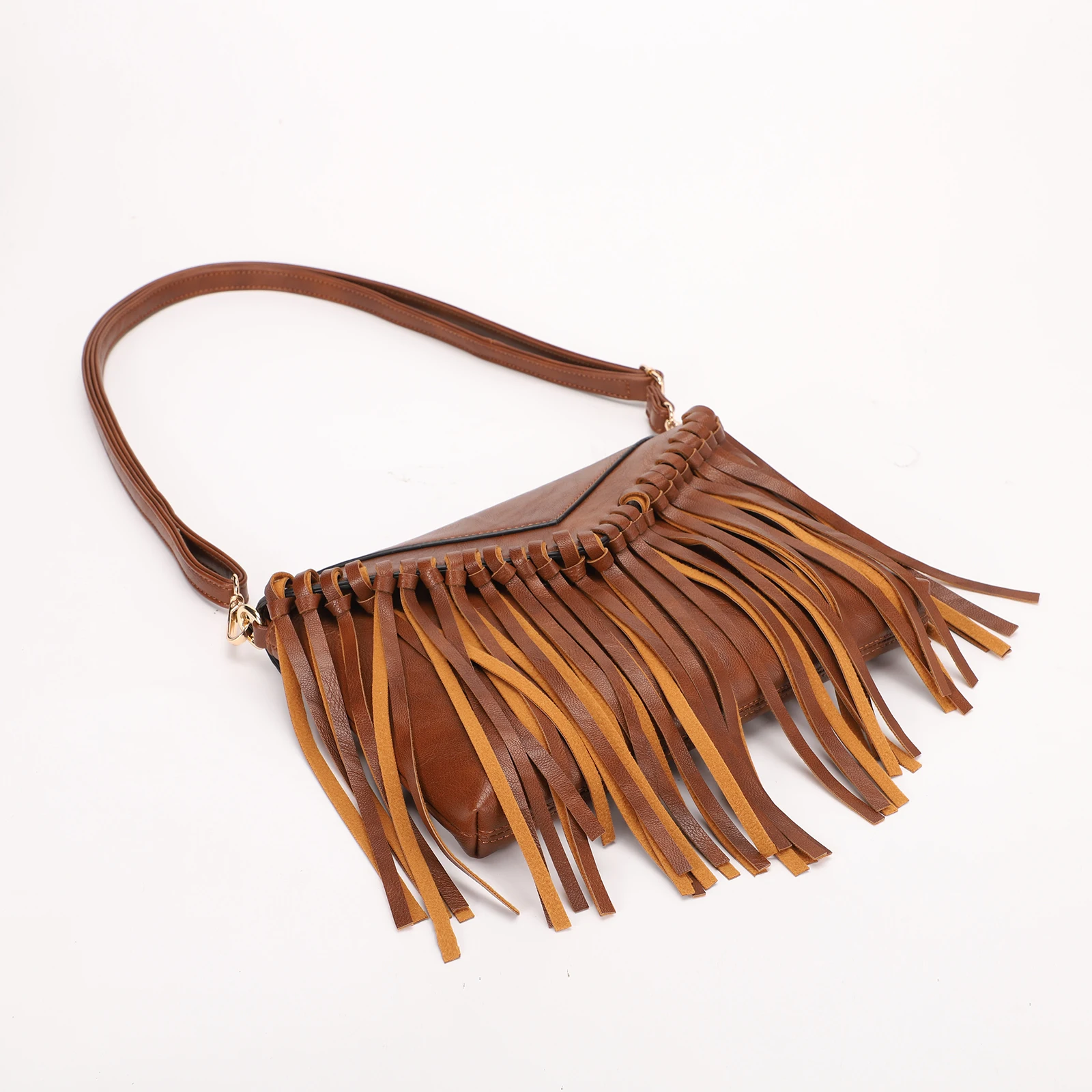 Boho Style Tassel Crossbody Bag Vintage Western Shoulder Bag Casual Fringe Messenger Bag For Women