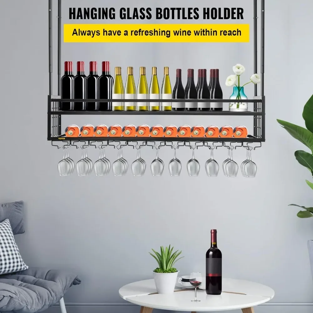 18.9-35.8 Inch Height Adjustable Hanging Wine Rack Cabinet Home and Kitchen Barware Dining Bar Garden Freight free